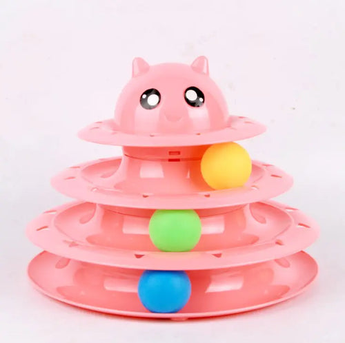 Cat Toy with Three-Tier Tower and Spinning Ball